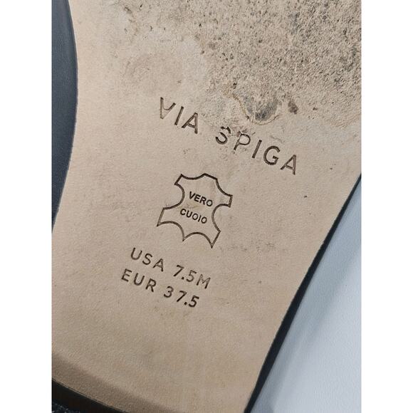 Via Spiga Women’s Leather Loafers Yania Size 7.5 M Black Gold Chain Link - Picture 10 of 10